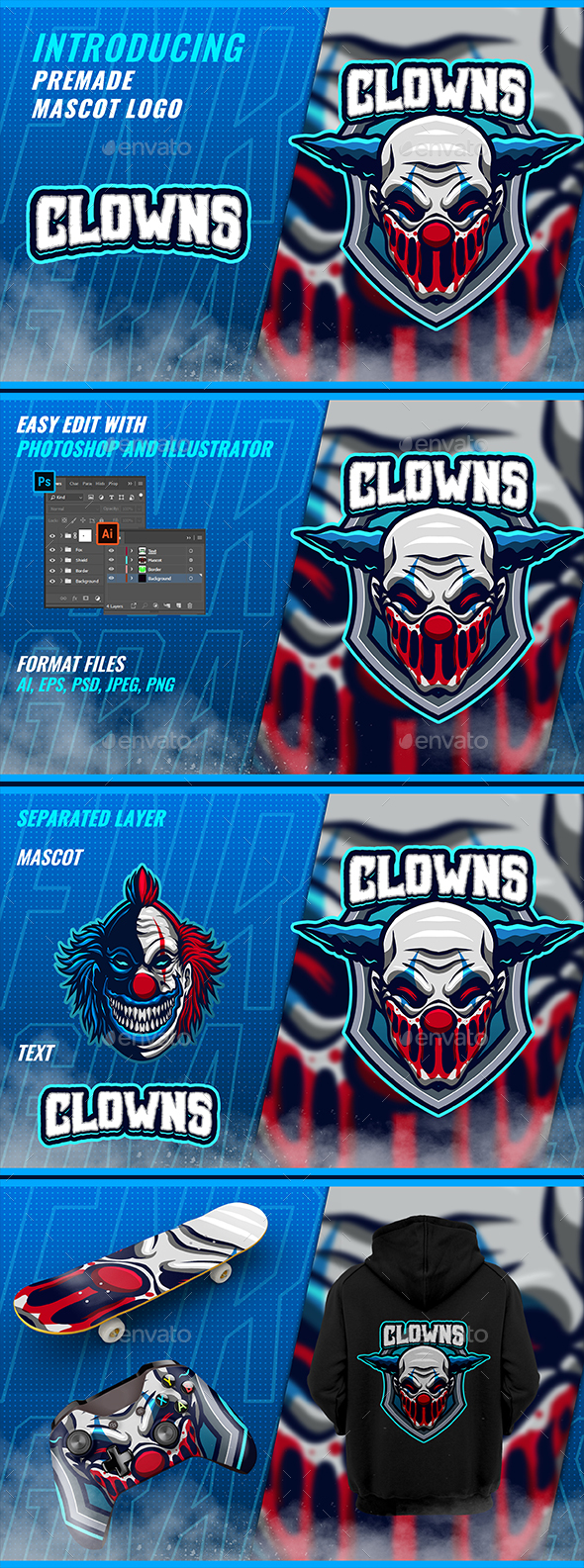 Blue Clown - Mascot & Esport Logo