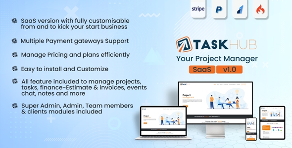 Taskhub SaaS - Project Management Tool, Finance & CRM Tool