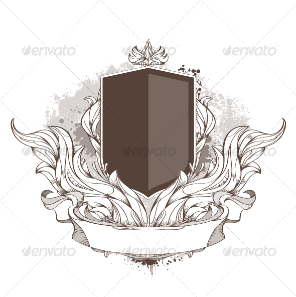 Badge and bizarre pattern on dirty background