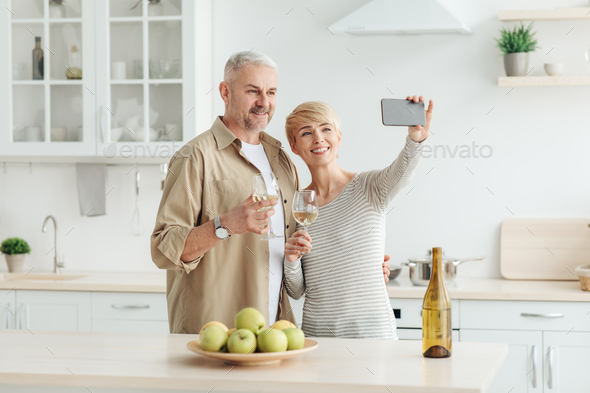 Family dinner at home, traditional lunch at holiday and toast during video call - Stock Photo - Images
