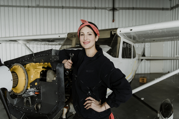 Female aviator posing