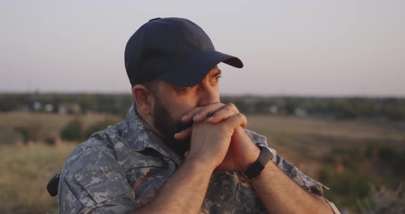 Wheelchaired Soldier Looking Away Into Distance alt