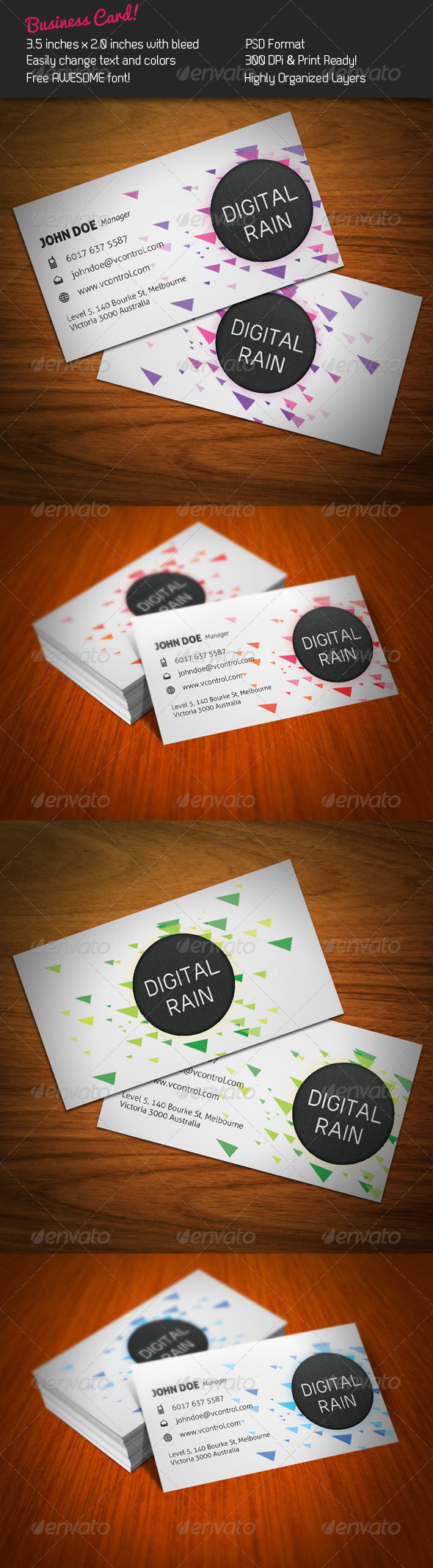 Digital Rain Business Card - Creative Business Cards