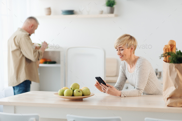 App for ordering food, delivery groceries at home during pandemic - Stock Photo - Images