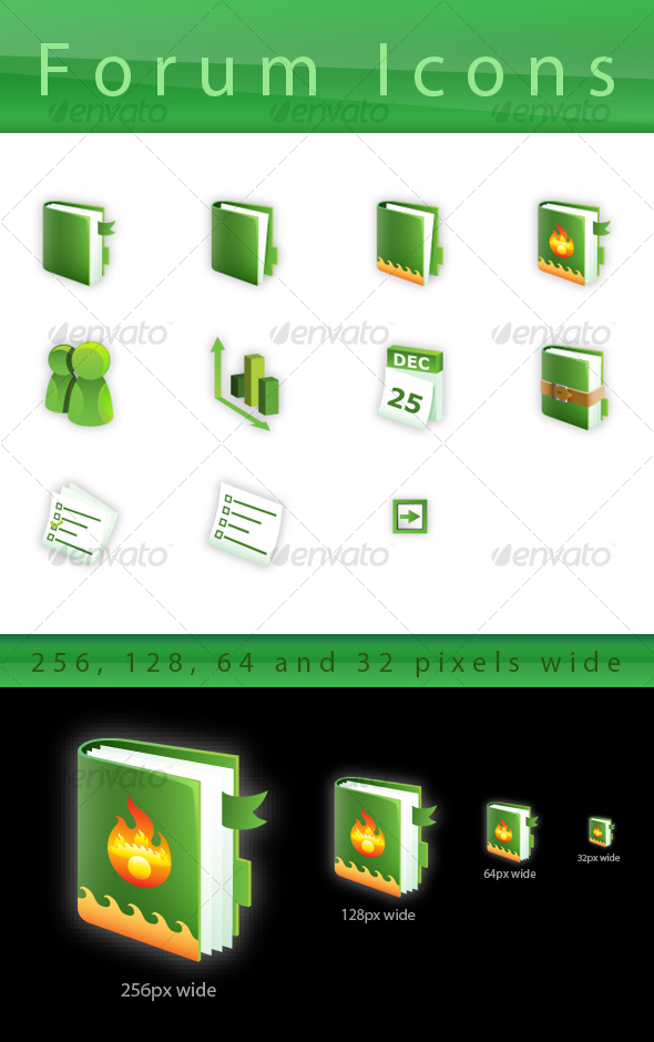 Green Forum Icon Set - Web Icons
