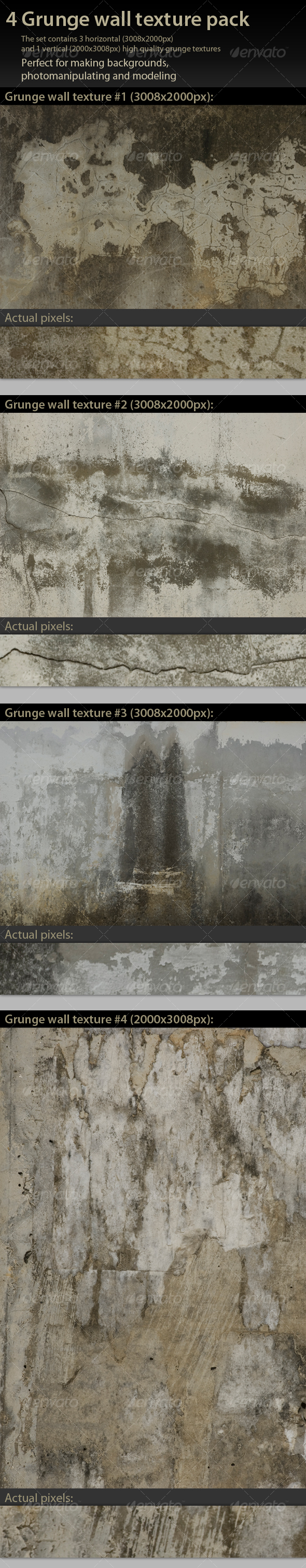 4 Grunge Wall Textures Pack - Industrial / Grunge Textures