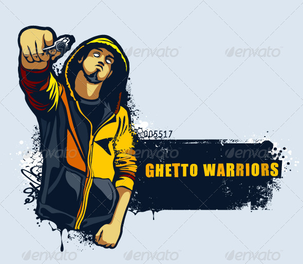 Young gangster with gun - People Characters