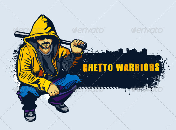 Young gangster with basebal bat - People Characters