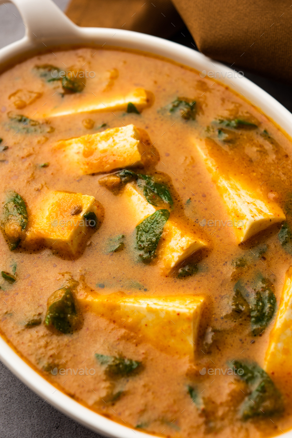 Indian Style Cottage Cheese Curry recipe or Methi Paneer Sabzi Stock