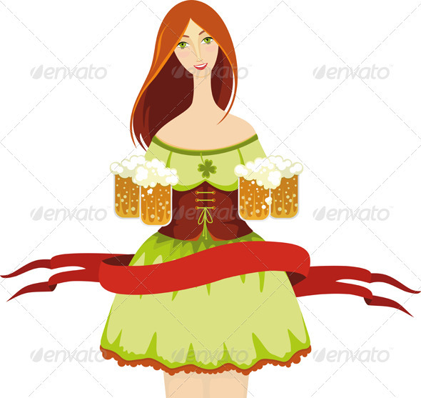 Oktoberfest Girl Beer Isolated - People Characters