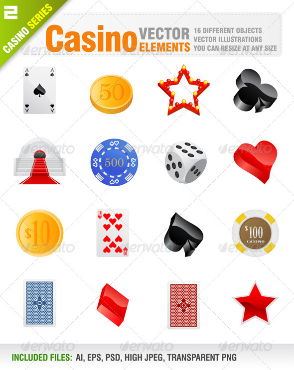 16 Vector casino elements - Objects Vectors