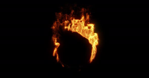 Beautiful ring of fire on black background. 