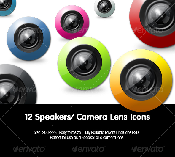 Camera Lens Icons / Speaker Icons - Technology Icons