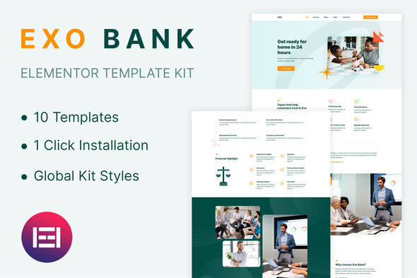 Exobank - Financial Elementor Template Kit