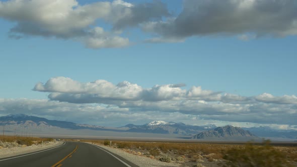 Road Trip Driving Auto From Death Valley to Las Vegas Nevada USA alt