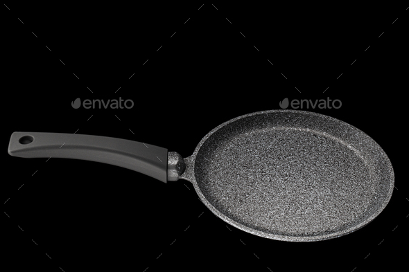 Black Teflon Skillet With Nonstick Coated Surface Isolated Stock