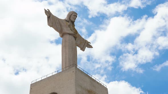 4K timelapse of Jesus Christ monument  Cristo rei in Lisbon, Portugal