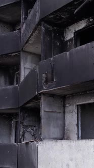 Vertical Video of War in Ukraine  Destroyed House alt