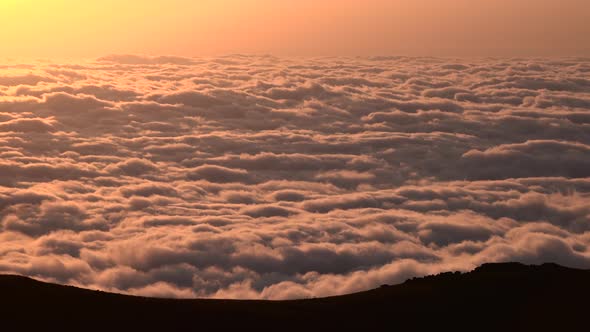Twilight Before Sunrise Over the Clouds Landscape From Mountain Peak alt