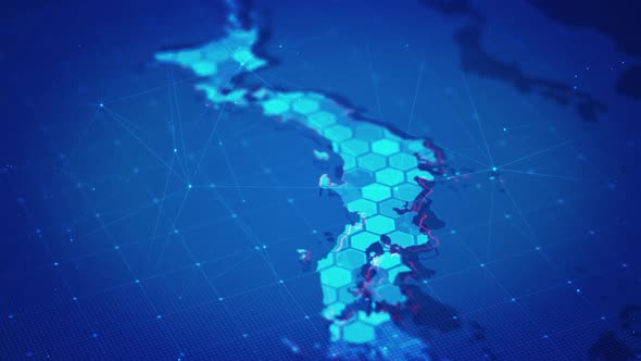 Digital Hexagons In Japan Map alt