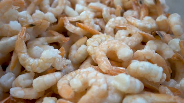 Fresh Frozen Shrimp, Moving Camera, Close-up