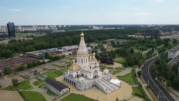 View From the Height of the Temple of "All Saints" in Minsk a Large Church in the City of Minsk