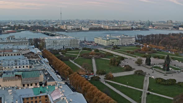 Field of Mars in Saint Petersburg Russia. Green garden for relaxation in the city center.