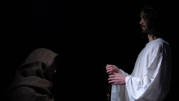 Prophet Proposing Homeless Male Next-To-Skin Cross, Turning to God, Belief alt