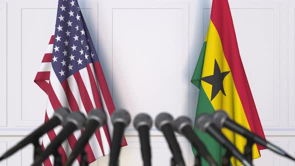 Flags of the USA and Ghana at International Meeting alt