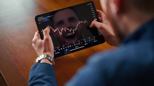 Businessman checking bitcoin price chart on digital exchange on mobile phone screen, cryptocurrency alt
