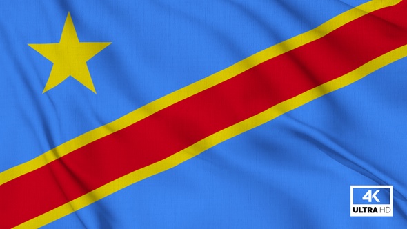 Congo Democratic Republic Flag Waving Slowly Looped alt