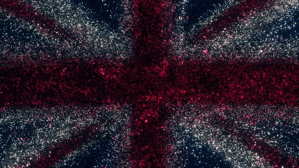 United Kingdom Of Great Britain And Northern Ireland Flag With Abstract Particles