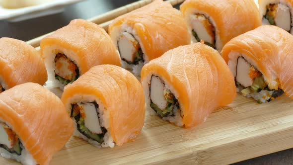 Sushi set on plate Japanese food style alt