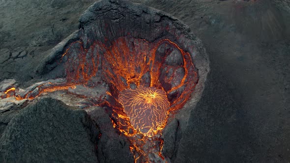 Lava Flow From Erupting Fagradalsfjall Volcano In Reykjanes Peninsula Iceland alt