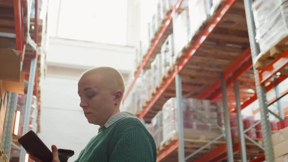 Female Warehouse Manager Doing Inventory with Scanner alt