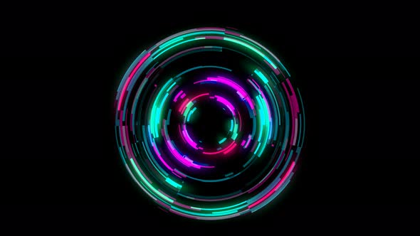 Fantasy Futuristic Tech Colorful Digital Glow Circle Animation