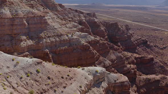 Aerial shot of the amazing rock formations in southern Utah. alt