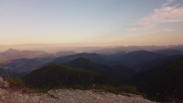 A Panoramic View From the Top of the Mountain on the Mountain Landscape in the Carpathian Mountains