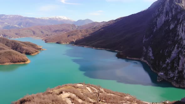 Drone Shot of Bovilla Lake Albania