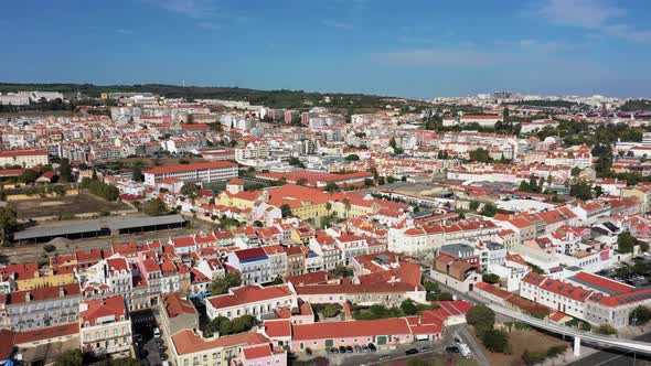 Aerial view over Lisbon alt