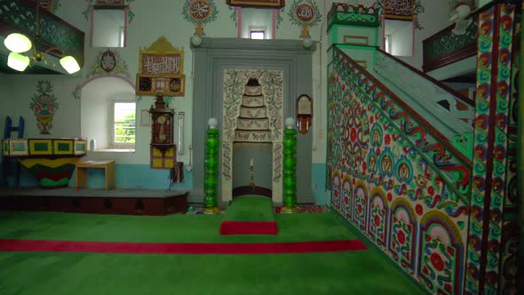Interior of Historic Small Wooden Mosque