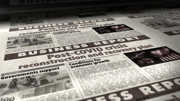 Post-COVID crisis reconstruction and recovery plan newspaper printing press alt