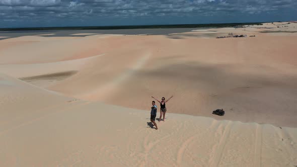 Jericoacoara Ceara Brazil. Scenic sand dunes and turquoise rainwater lakes alt