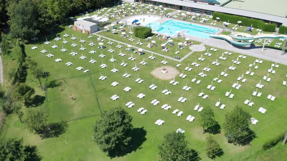 Open Air Pubblic Swimming Pool Aerial View