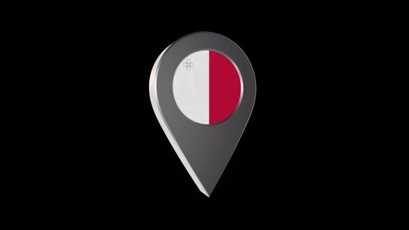 3d Animation Map Navigation Pointer With Malta Flag With Alpha Channel - 2K alt