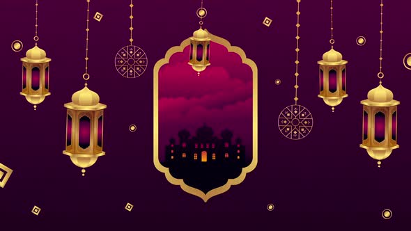Ramadan Background Golden Lamp Lantern Eid alt