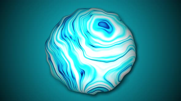 Cyan color liquid ball spinning on gradient background. A 109