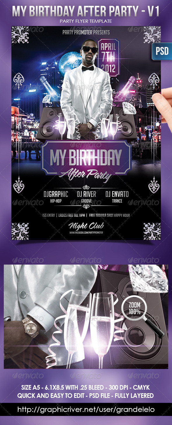 My Birthday After Party Flayer Template - Flyers Print Templates