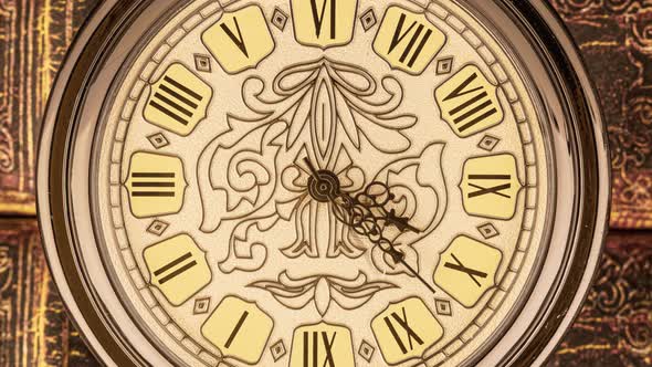Spiral Clock Track of Time. Antique Clock Dial Close-up. Vintage Pocket Watch. alt