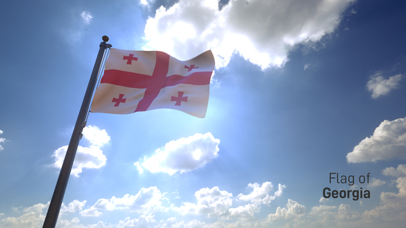 Georgia Flag on a Flagpole V4 alt